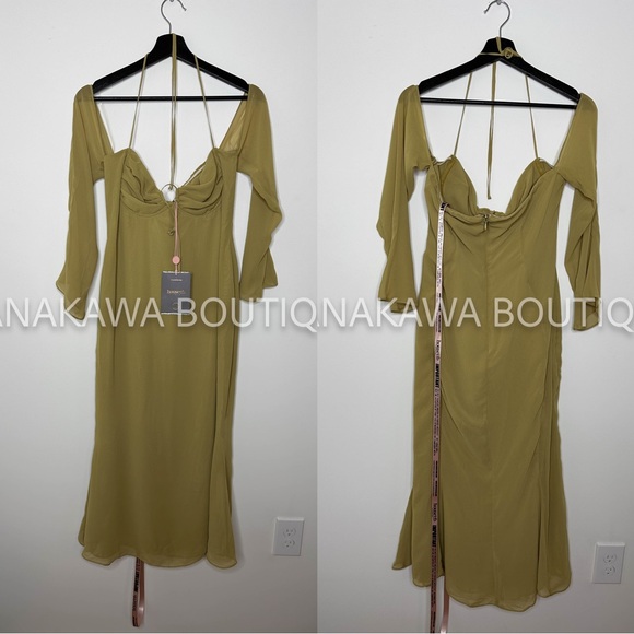 ‘Naomi' Olive Halter Midi Dress - Picture 12 of 17